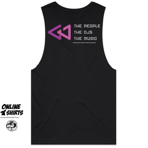 Rewind UK Dance Reunion DJ Tank Top Black 2025 Back