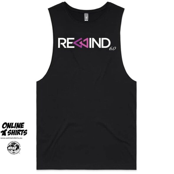 Rewind UK Dance Reunion DJ Tank Top Black 2025 Front