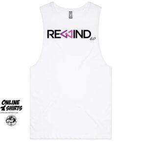 Rewind UK Dance Reunion DJ Tank Top White 2025 Front