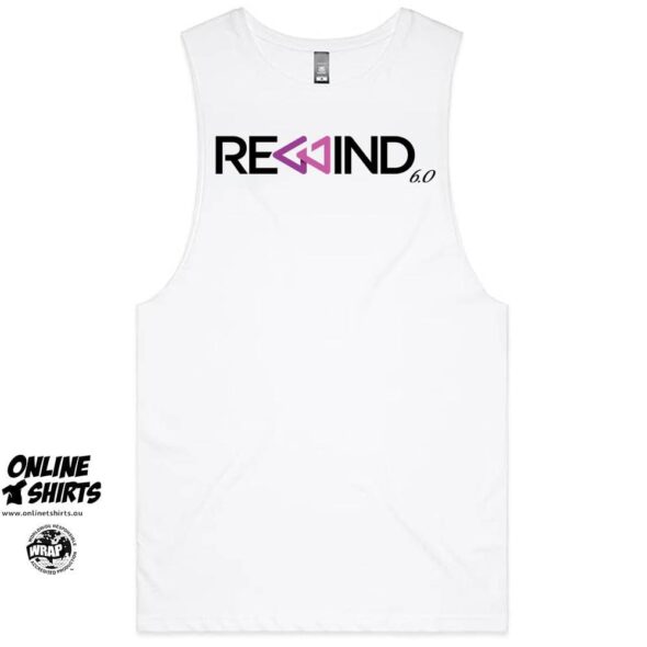 Rewind UK Dance Reunion DJ Tank Top White 2025 Front