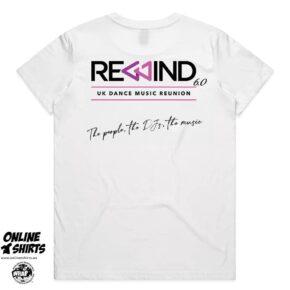 Dance Reunion T Shirt Ladies White Back 2025