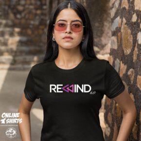 Rewind UK Dance Reunion DJ Shirt Ladies Front Black 2025