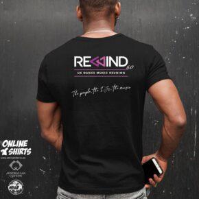 Rewind UK Dance Reunion T Shirt Black Back 2025