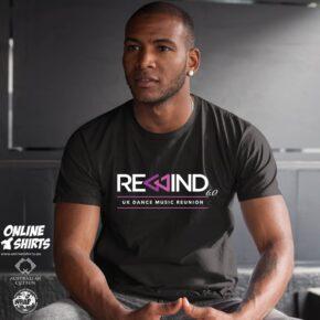 Rewind UK Dance Reunion T Shirt Black Front 2025