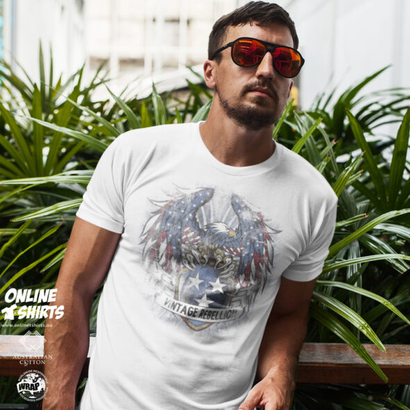 Vintage Rebellion Eagle Shield T Shirt