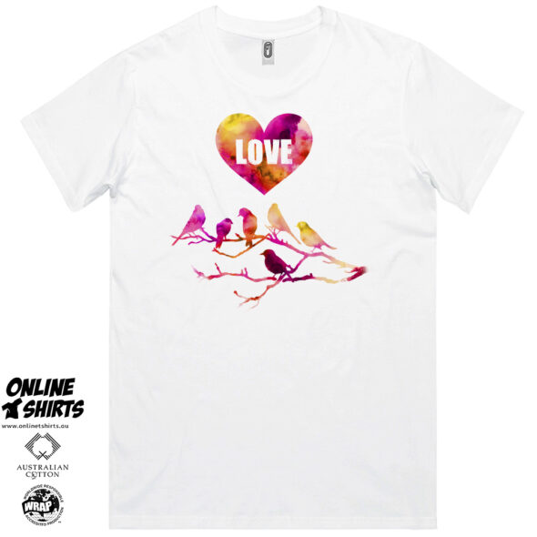 Water Colour Love Birds T Shirt