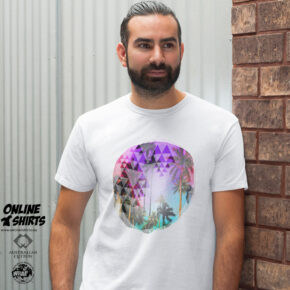 Watercolor Circle Tropical Beach Palm T Shirt
