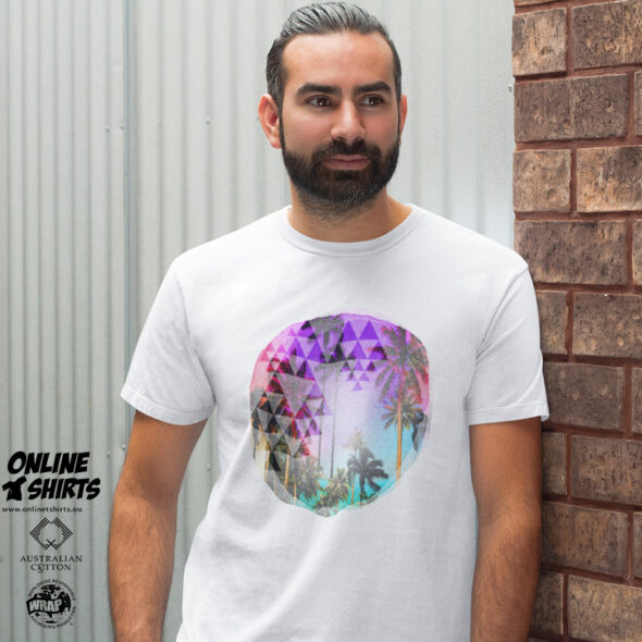 Watercolor Circle Tropical Beach Palm T Shirt