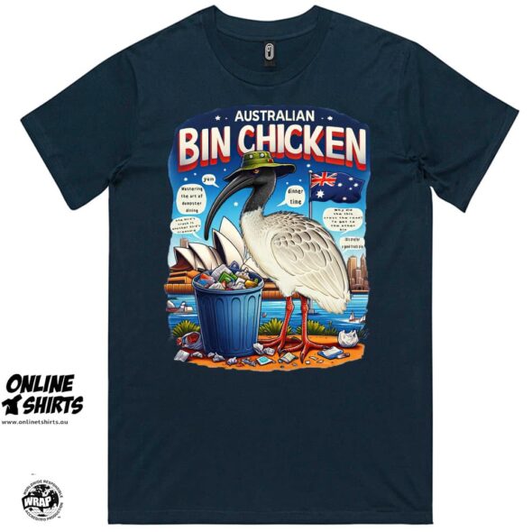 Australian Bin Chicken T Shirt Navy